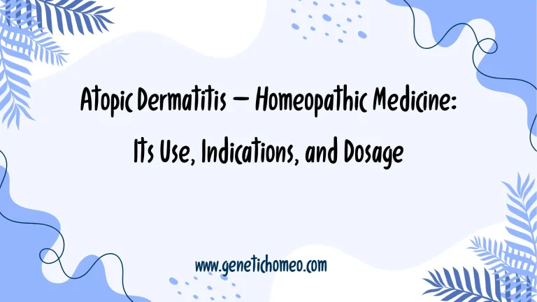 Atopic Dermatitis – Homeopathic Medicine: Its Use, Indications, and Dosage